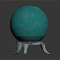 Vibrant Green Glossy Sphere On Metallic Silver Decorative Stand Base