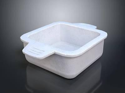 Practical White Square Plastic Storage Container With Handle For Daily Use 3d model