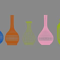 Ceramic Vessels Featuring Decorative Patterns Gradient And Solid Colors In Various Shapes 3d model