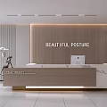 Elegant Modern Reception Desk with Marble Countertop Beautiful Posture Signage and Bright Minimalist Decor