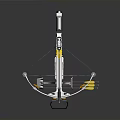 Modern Crossbow With Gray Body Yellow Components Red Indicator Light Blue Pink Strings And Arrows