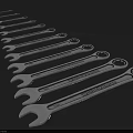 Professional Metal Wrench Set With Various Sizes For Mechanical Repair Work 3d model