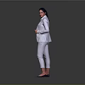 Professional Businesswoman Wearing Gray Suit Standing With Formal Attire Style