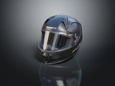 SPIRIT Black Full Face Helmet With Transparent Visor And Safety Protection Features 3d model