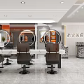 Modern Hair Salon Interior Design With Styling Chairs Mirrors Workstations And Shelves