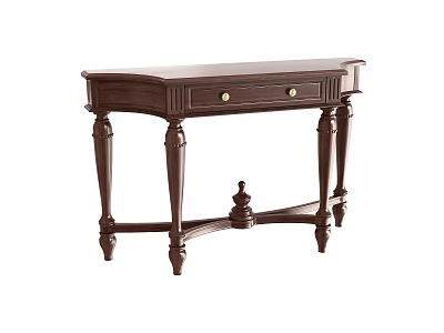 Traditional Dark Wood Console Table With Drawer And Elegant Carved Legs 3d model