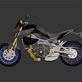 Modern Sport Motorcycle With Black Body Yellow Accents Blue Rims And Gold Engine Parts
