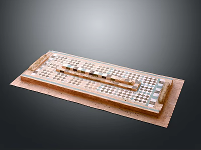 Structural Component Model Featuring Grid Pattern And Striped Structures On Base Plate 3d model