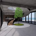 Modern Detached Villa with Concrete Structure Large Glass Windows Swimming Pool and Seaside View