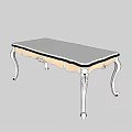 Elegant Classic White Dining Table Set With Carved Legs And Rectangular Top 3d model