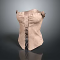 Sleeveless Light Brown Leather Like Corset With Stylish Crisscross Lacing Back Design