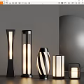 Modern Outdoor Lights With Various Shapes Black White Striped Design Illuminated