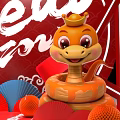 Hello Zong 2025 Red Theme Photo Spot With Cartoon Snake Balloon Pile And Decorations