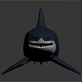 Realistic Blue Shark Model With Dark Gray Background And Reflection