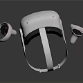 Modern White VR Headset Design With Controllers And Colorful Lens Lights 3d model