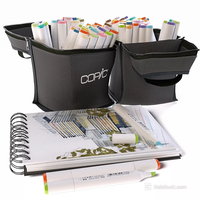 Creative Wall Decor Storage Bags For Art Supplies And Sketchbooks 3d model 