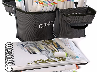 Creative Wall Decor Storage Bags For Art Supplies And Sketchbooks 3d model