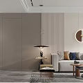 Modern Living Dining Room Interior Design With Sofa Coffee Table And Striped Wall Lighting