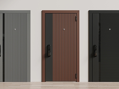 Modern security door entry door security door combination 3d model