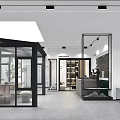 Modern Door And Window Showroom Featuring Glass Displays Plants And Lighting