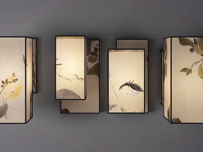 Modern Wall Sconces With Fabric Shades And Leaf Pattern Designs For Home Decor 3d model