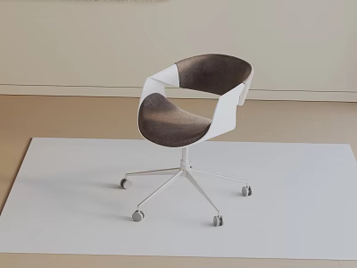 Modern Gray Upholstered Office Chair With White Frame And Swivel Wheels 3d model