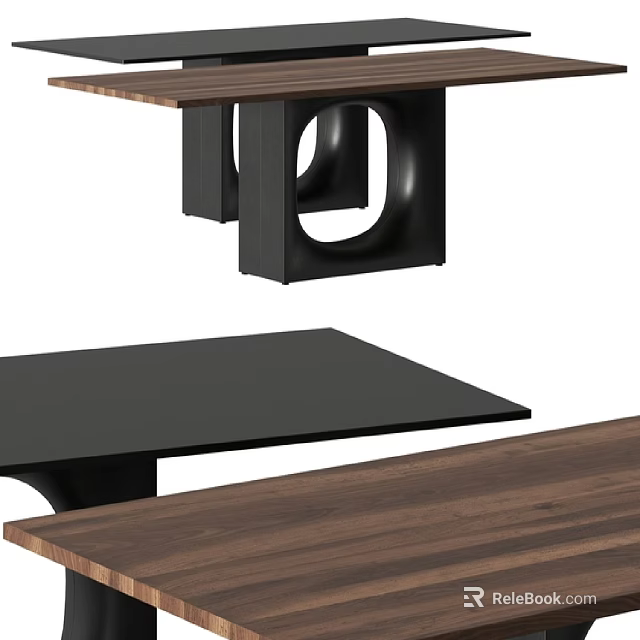 Modern Side Table with Wooden Top and Black Metal Frame for Modern Living Room 3d model 