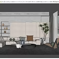 Modern Living Room Interior With Beige Sectional Sofa Coffee Table And Potted Plants