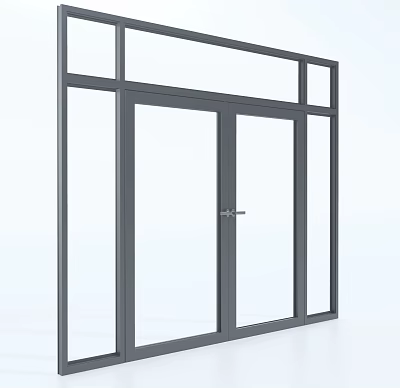 Modern Casement Window With Gray Aluminum Frame And Double Glazing Design 3d model