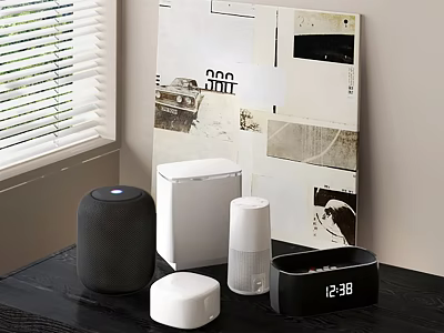 Smart Wireless Home Audio Speakers With Modern Design And Various Shapes In Black White 3d model