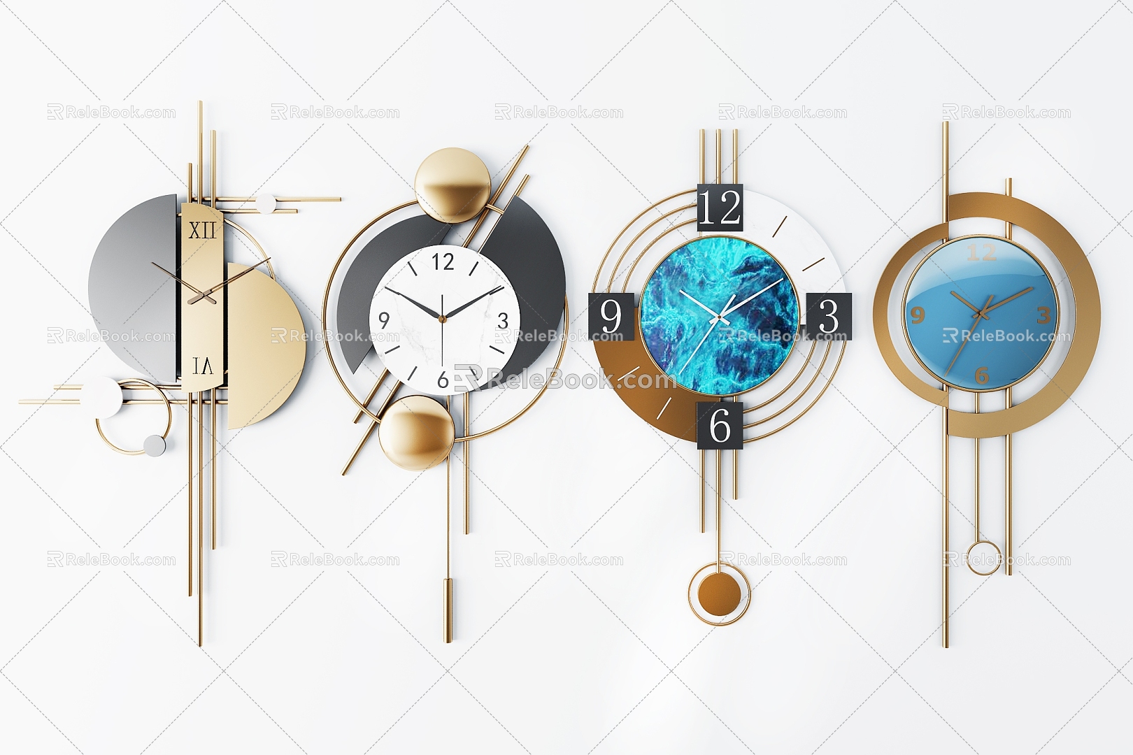 Modern Nordic Wall Clock 3d model