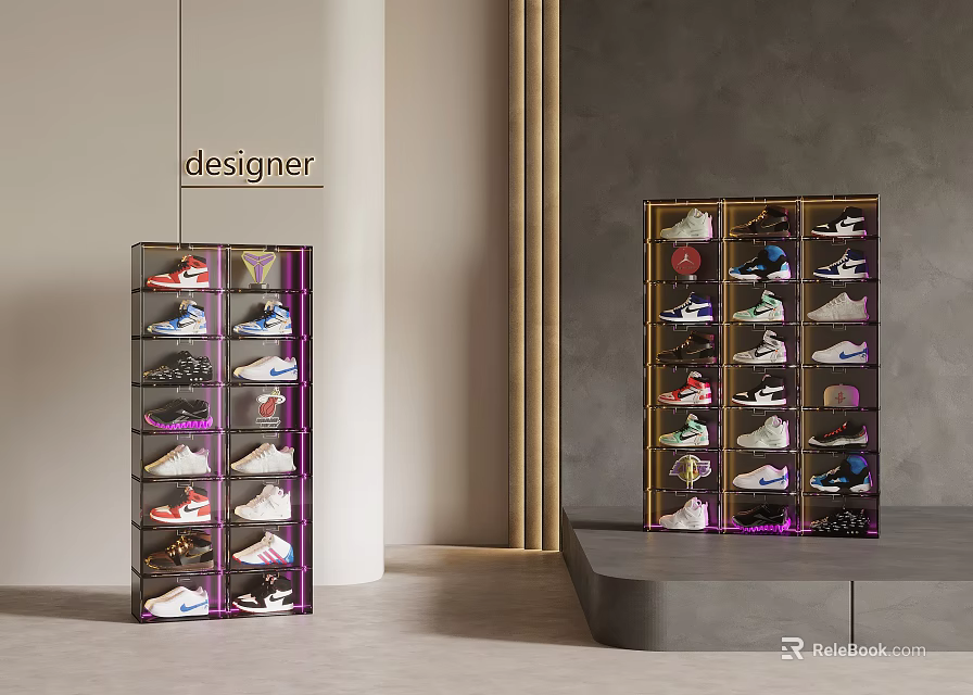 Modern Transparent Multi Layer Shoe Cabinet With Glass Doors And Shoes Storage Organizer 3d model 