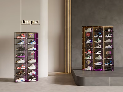 Modern Transparent Multi Layer Shoe Cabinet With Glass Doors And Shoes Storage Organizer 3d model