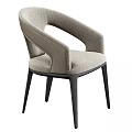 Elegant Modern Upholstered Chair With Light Gray Fabric And Black Wooden Legs