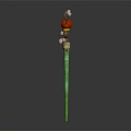 Traditional Decorative Stick With Green Pole Red Spherical Ornament And Pink Flowers