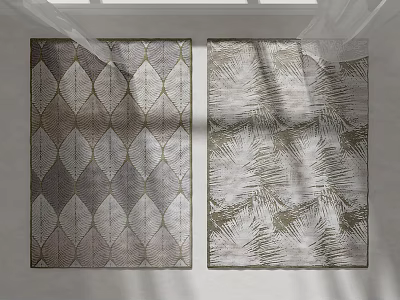 Square Rugs With Diamond Pattern And Leaf Texture In Neutral Gray Beige Tones 3d model