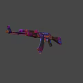 Vibrant Multicolored AK Rifle Featuring Purple Blue Orange Patterned Design