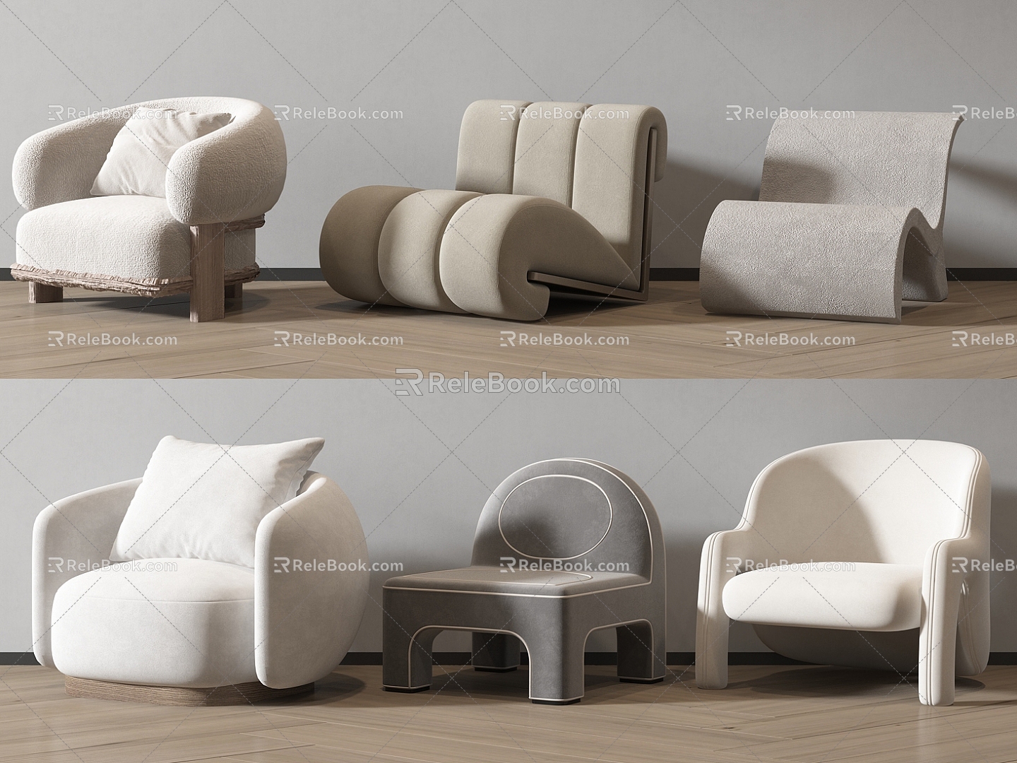 Cream Silent Wind Single Person Sofa Casual Sofa 3d model