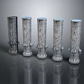 Silver Tower Structures Five Decorative Architectural Models With Windows And Base Details