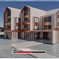 Modern School Building With White And Wooden Facade Large Windows And Stone Path Entrance