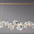 Elegant Modern Crystal Chandelier With Geometric Glass Pieces On Golden Hanging Bar