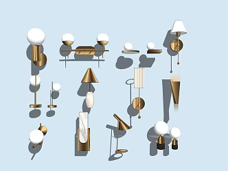 Light Luxury Lamps Combination Wall Lamp Table Lamp 3d model