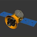 Advanced Space Satellite Featuring Blue Solar Panels And Golden Antenna Design
