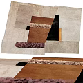 Modern Square Rug Patchwork Design With Beige Brown Black And Soft Textured Fabrics 3d model