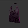 Gray Knitted Sling Bag With Drape Design And V Shaped Opening 3d model