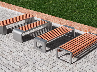 Modern Stainless Steel Landscape Seat Log Bench Bench Park Landscape Chair Outdoor Seat 3d model