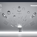 Panasonic Art Installation With Geometric Shapes Metallic Components And Rising Star Elements 3d model