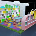Kindergarten Classroom With Colorful Bookshelves Tables Pastel Chairs Colorful Floor Mats And Toys For Kids