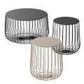 Modern Design Coffee Tables With Round Tabletops And Black Beige Metal Frames 3d model