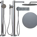 Modern Stainless Steel Shower System With Rainfall Head Handheld Wand And Control Knobs 3d model